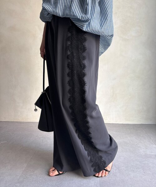 DouDou（ドゥドゥ）の「サイドレースタックワイドパンツ（その他パンツ・レディース・チャコールグレー/アイボリー・FREE/TM）」の21枚目の写真