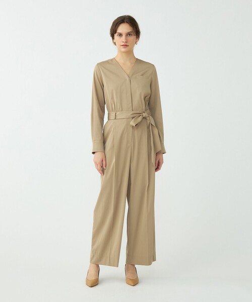 ドレーピーツイル Vネックオールインワン（つなぎ/オールインワン