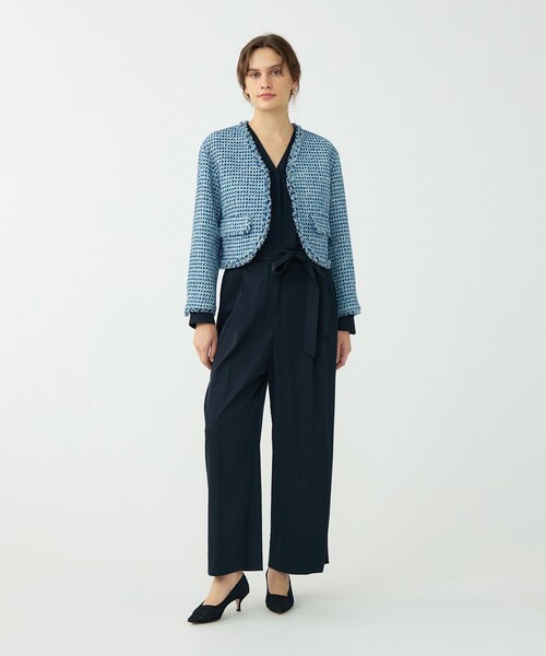 BALLSEY(ボールジィ)の「ドレーピーツイル Vネックオールインワン(つなぎ/オールインワン・レディース・ネイビー/ベージュ・36)」の13枚目の写真