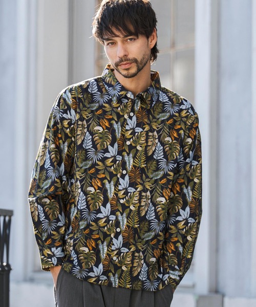 CAMBIO（カンビオ）の「ms6403- ボタニカルプリントブロードシャツ(CMB1245)（シャツ/ブラウス・メンズ・ホワイト/ネイビー/ブラック・S/M/L）」の3枚目の写真