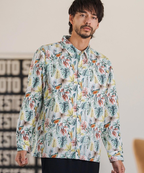 CAMBIO（カンビオ）の「ms6403- ボタニカルプリントブロードシャツ(CMB1245)（シャツ/ブラウス・メンズ・ホワイト/ネイビー/ブラック・S/M/L）」の2枚目の写真