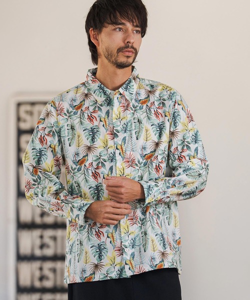 CAMBIO（カンビオ）の「ms6403- ボタニカルプリントブロードシャツ(CMB1245)（シャツ/ブラウス・メンズ・ホワイト/ネイビー/ブラック・S/M/L）」の4枚目の写真