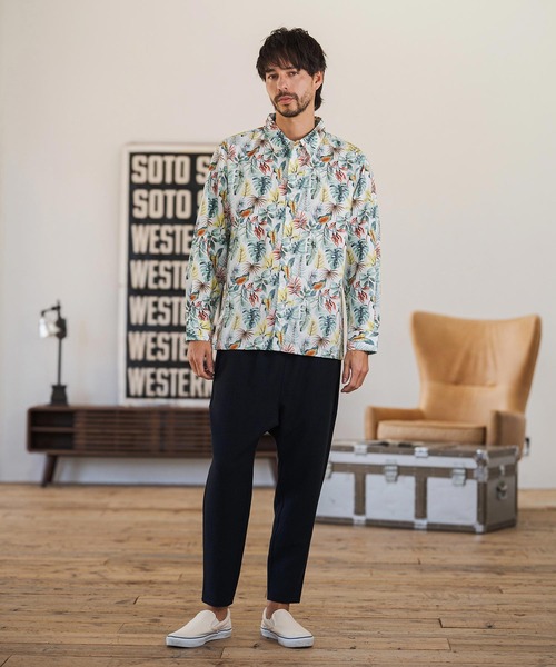 CAMBIO（カンビオ）の「ms6403- ボタニカルプリントブロードシャツ(CMB1245)（シャツ/ブラウス・メンズ・ホワイト/ネイビー/ブラック・S/M/L）」の8枚目の写真