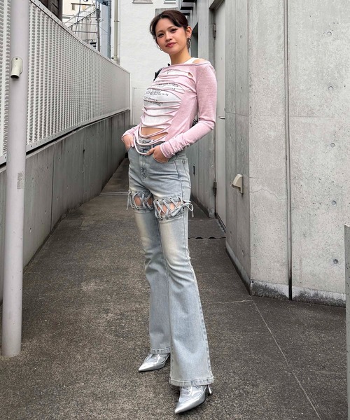 SPIRALGIRL（スパイラルガール）の「ポインテッドスニーカーミュール（パンプス・レディース・シルバー/カーキ系/ドット・MEDIUM/LARGE）」の15枚目の写真