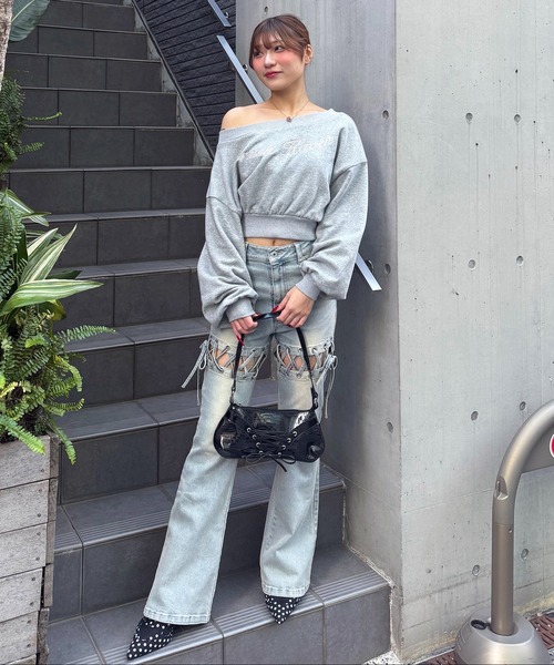 SPIRALGIRL（スパイラルガール）の「ポインテッドスニーカーミュール（パンプス・レディース・シルバー/カーキ系/ドット・MEDIUM/LARGE）」の17枚目の写真