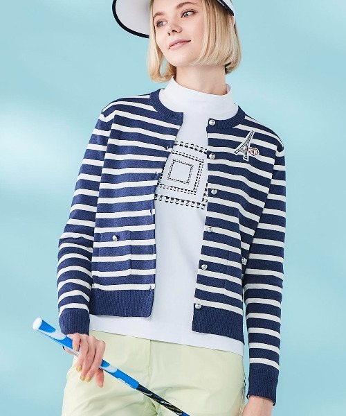Picone CLUB(ピッコーネクラブ)の「コットン混ボーダーニットカーディガン(カーディガン/ボレロ・レディース・ブラック/ネイビー/グリーン・9号/11号)」の17枚目の写真