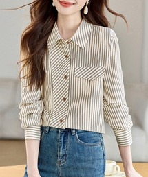 ストライプ柄シャツブラウス