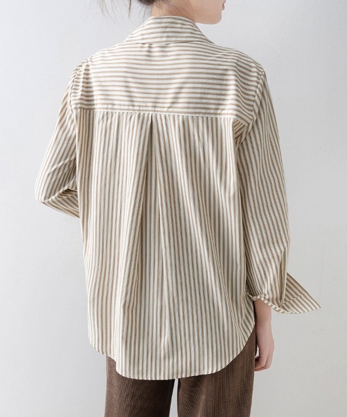 ONEP STAR(ワンピスター)の「ストライプ柄シャツブラウス(シャツ/ブラウス・レディース・ベージュ・MEDIUM/LARGE/X-LARGE)」の10枚目の写真