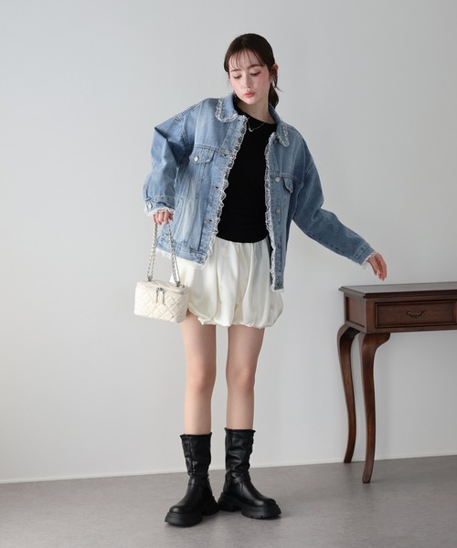 BLUEEAST（ブルーイースト）の「レースドッキングデニムジャケット（デニムジャケット・レディース・ブルー/ネイビー・MEDIUM）」の9枚目の写真