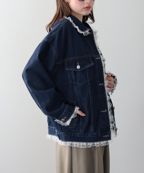 BLUEEAST（ブルーイースト）の「レースドッキングデニムジャケット（デニムジャケット・レディース・ブルー/ネイビー・MEDIUM）」の12枚目の写真