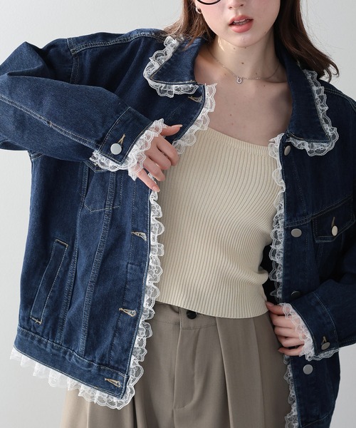 BLUEEAST（ブルーイースト）の「レースドッキングデニムジャケット（デニムジャケット・レディース・ブルー/ネイビー・MEDIUM）」の15枚目の写真