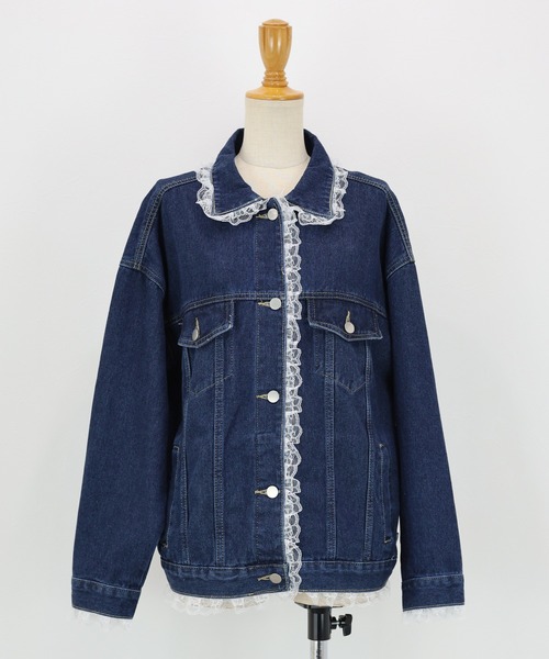 BLUEEAST（ブルーイースト）の「レースドッキングデニムジャケット（デニムジャケット・レディース・ブルー/ネイビー・MEDIUM）」の21枚目の写真