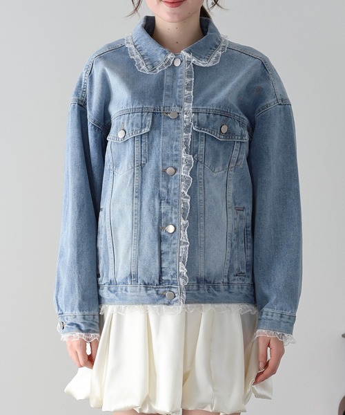 BLUEEAST（ブルーイースト）の「レースドッキングデニムジャケット（デニムジャケット・レディース・ブルー/ネイビー・MEDIUM）」の17枚目の写真