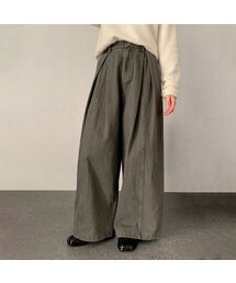 Inverted Pleats Wide Half-Banding Pants (2colors)