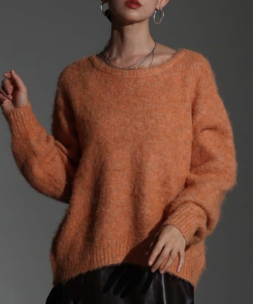 Sawa a la mode(サワアラモード)の「ソフトシャギーボートネックプルオーバー(ニット/セーター・レディース・ブラウン/オレンジ/ブルー・FREE)」の3枚目の写真