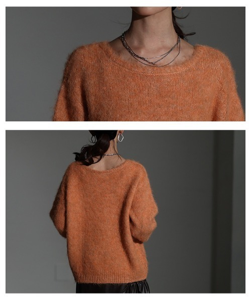 Sawa a la mode(サワアラモード)の「ソフトシャギーボートネックプルオーバー(ニット/セーター・レディース・ブラウン/オレンジ/ブルー・FREE)」の7枚目の写真