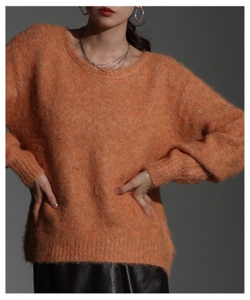 Sawa a la mode(サワアラモード)の「ソフトシャギーボートネックプルオーバー(ニット/セーター・レディース・ブラウン/オレンジ/ブルー・FREE)」の9枚目の写真