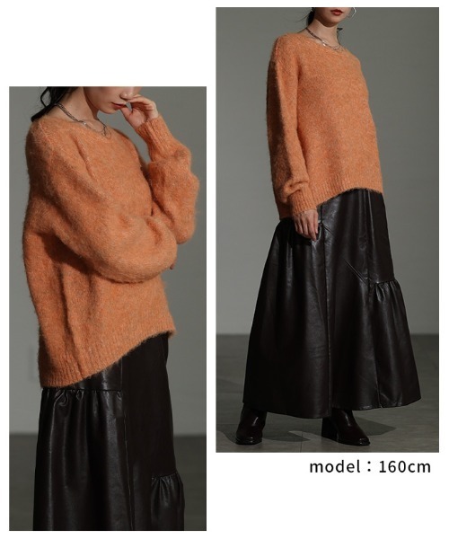 Sawa a la mode(サワアラモード)の「ソフトシャギーボートネックプルオーバー(ニット/セーター・レディース・ブラウン/オレンジ/ブルー・FREE)」の10枚目の写真