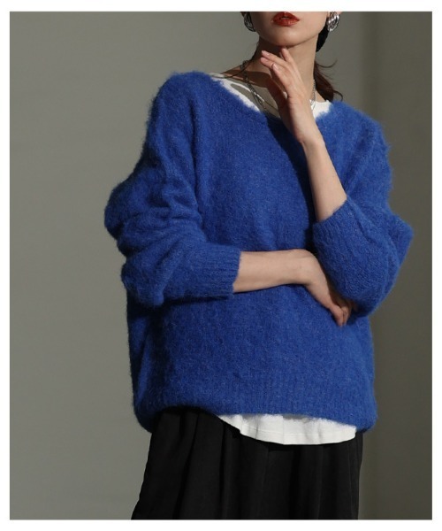 Sawa a la mode(サワアラモード)の「ソフトシャギーボートネックプルオーバー(ニット/セーター・レディース・ブラウン/オレンジ/ブルー・FREE)」の12枚目の写真