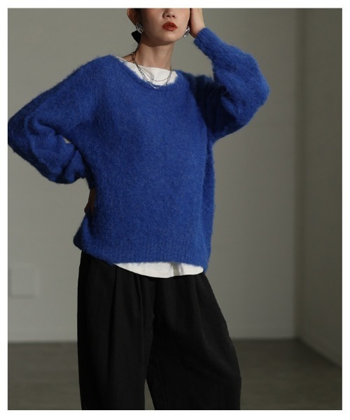 Sawa a la mode(サワアラモード)の「ソフトシャギーボートネックプルオーバー(ニット/セーター・レディース・ブラウン/オレンジ/ブルー・FREE)」の16枚目の写真
