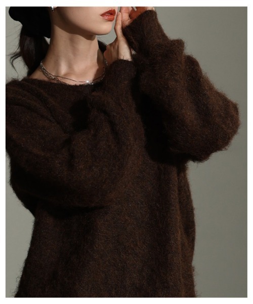 Sawa a la mode(サワアラモード)の「ソフトシャギーボートネックプルオーバー(ニット/セーター・レディース・ブラウン/オレンジ/ブルー・FREE)」の19枚目の写真