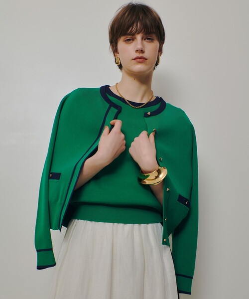 allureville（アルアバイル）の「ハイショクポケットクルーカーディガン（カーディガン/ボレロ・レディース・グリーン/ベージュ系その他・2）」の9枚目の写真