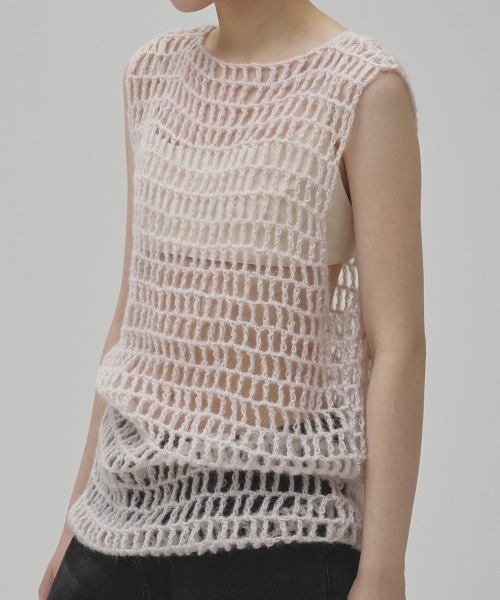TODAYFUL（トゥデイフル）の「Mohair Mesh Vest（ベスト・レディース・アイボリー/ミント/チャコールグレー/ベビーピンク・FREE）」の4枚目の写真