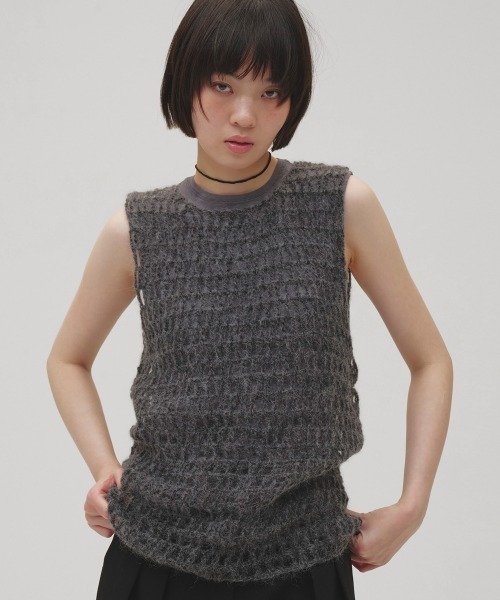 TODAYFUL（トゥデイフル）の「Mohair Mesh Vest（ベスト・レディース・アイボリー/ミント/チャコールグレー/ベビーピンク・FREE）」の2枚目の写真