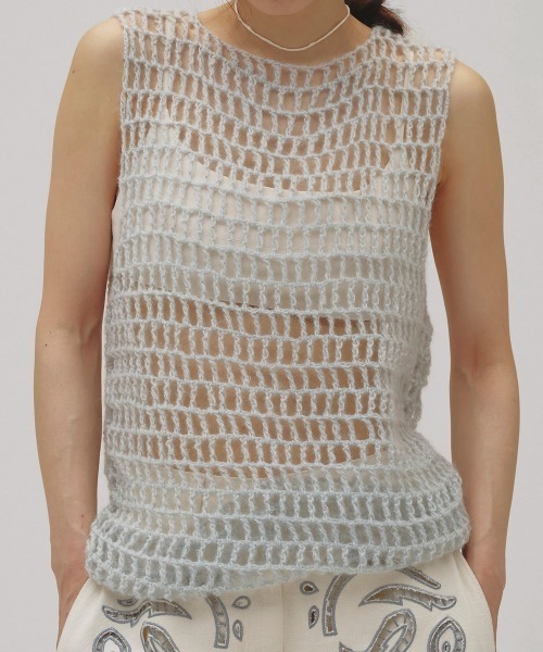 TODAYFUL（トゥデイフル）の「Mohair Mesh Vest（ベスト・レディース・アイボリー/ミント/チャコールグレー/ベビーピンク・FREE）」の3枚目の写真