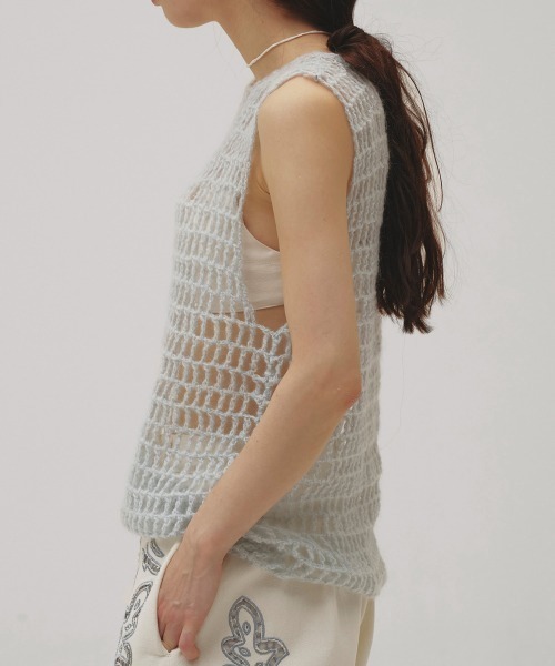 TODAYFUL（トゥデイフル）の「Mohair Mesh Vest（ベスト・レディース・アイボリー/ミント/チャコールグレー/ベビーピンク・FREE）」の7枚目の写真