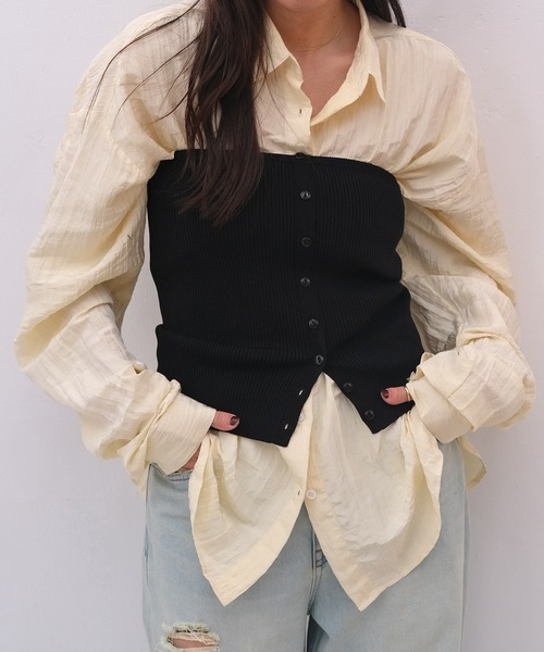 AKTE（アクテ）の「ニットビスチェ（ニット/セーター・レディース・ライトベージュ/ブラック・FREE）」の2枚目の写真