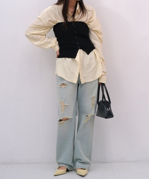 AKTE（アクテ）の「ニットビスチェ（ニット/セーター・レディース・ライトベージュ/ブラック・FREE）」の3枚目の写真