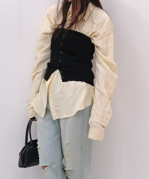 AKTE（アクテ）の「ニットビスチェ（ニット/セーター・レディース・ライトベージュ/ブラック・FREE）」の4枚目の写真