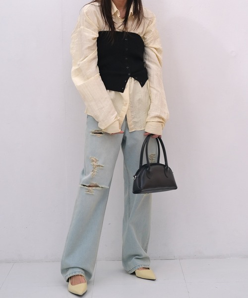 AKTE（アクテ）の「ニットビスチェ（ニット/セーター・レディース・ライトベージュ/ブラック・FREE）」の6枚目の写真