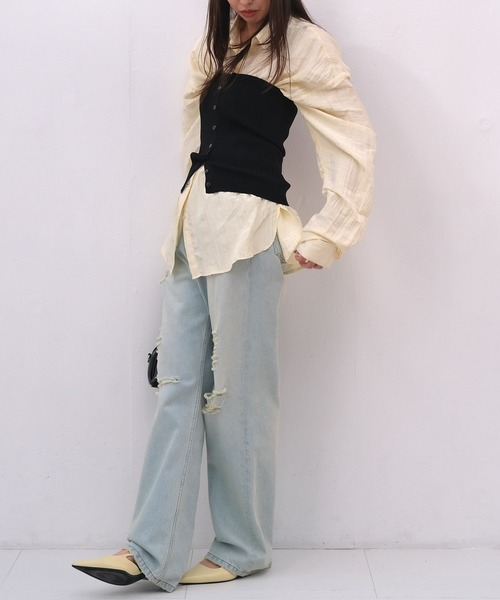 AKTE（アクテ）の「ニットビスチェ（ニット/セーター・レディース・ライトベージュ/ブラック・FREE）」の7枚目の写真