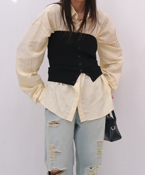 AKTE（アクテ）の「ニットビスチェ（ニット/セーター・レディース・ライトベージュ/ブラック・FREE）」の8枚目の写真