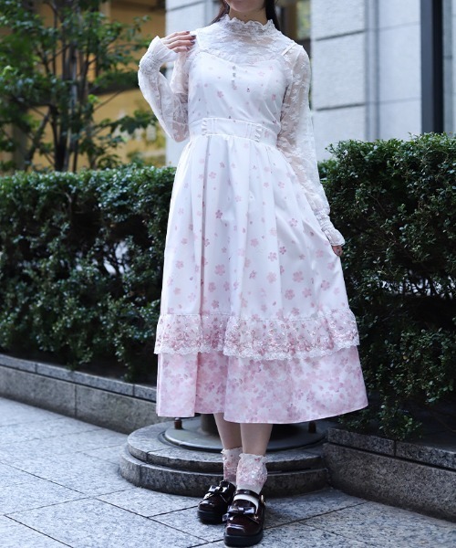 セール】桜レース×桜柄キャミワンピース（ワンピース）｜axes femme
