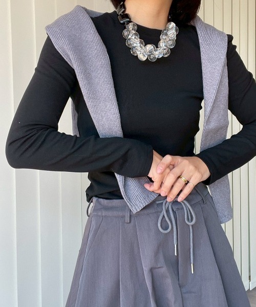 AMAIL（アマイル）の「Puff Sleeve Top（Tシャツ/カットソー・レディース・グレー/ブラック・FREE）」の7枚目の写真