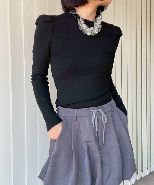 AMAIL（アマイル）の「Puff Sleeve Top（Tシャツ/カットソー・レディース・グレー/ブラック・FREE）」の3枚目の写真