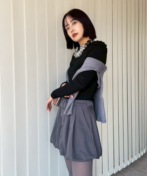 AMAIL（アマイル）の「Puff Sleeve Top（Tシャツ/カットソー・レディース・グレー/ブラック・FREE）」の9枚目の写真