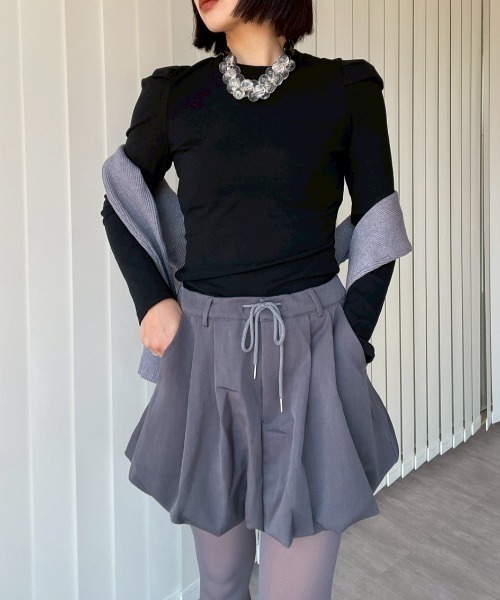 AMAIL（アマイル）の「Puff Sleeve Top（Tシャツ/カットソー・レディース・グレー/ブラック・FREE）」の6枚目の写真