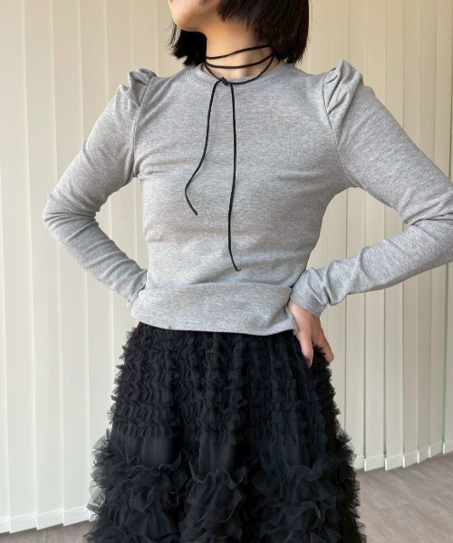 AMAIL（アマイル）の「Puff Sleeve Top（Tシャツ/カットソー・レディース・グレー/ブラック・FREE）」の10枚目の写真