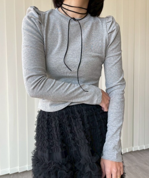 AMAIL（アマイル）の「Puff Sleeve Top（Tシャツ/カットソー・レディース・グレー/ブラック・FREE）」の12枚目の写真