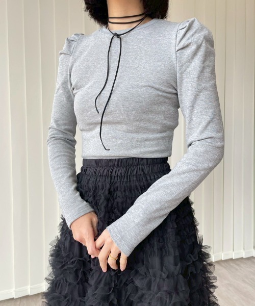 AMAIL（アマイル）の「Puff Sleeve Top（Tシャツ/カットソー・レディース・グレー/ブラック・FREE）」の11枚目の写真