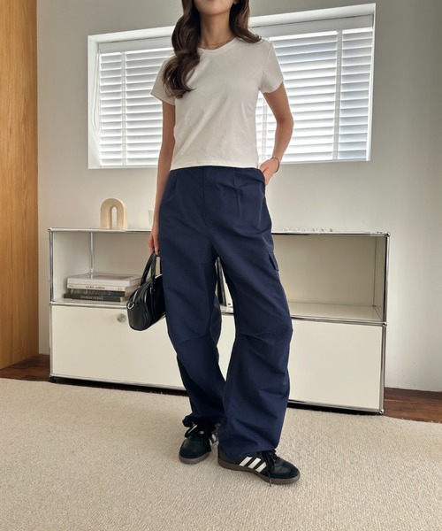 umune(ウムネ)の「カーゴパンツ パラシュートパンツ ナイロン イージーパンツ ワークパンツ ボトムス ストリート スポーティー カジュアル 秋 冬(カーゴパンツ・レディース・ベージュ/ネイビー/ブラウン・FREE)」の19枚目の写真