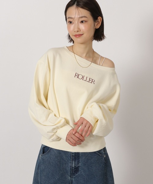 LAKOLE（ラコレ）の「ワンショル刺繍ロゴスウェット / 658035（スウェット・レディース・アイボリー/ピンク/チャコール・FREE）」の3枚目の写真