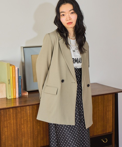 mysty woman（ミスティウーマン）の「ダブルブレストテーラージャケット 660055（テーラードジャケット・レディース・グリーン系その他/ベージュ/ダークネイビー・FREE）」の8枚目の写真