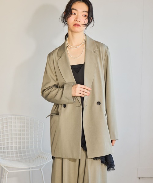 mysty woman（ミスティウーマン）の「ダブルブレストテーラージャケット 660055（テーラードジャケット・レディース・グリーン系その他/ベージュ/ダークネイビー・FREE）」の11枚目の写真