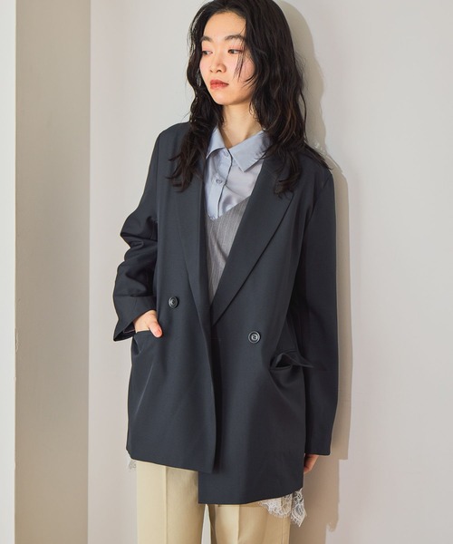 mysty woman（ミスティウーマン）の「ダブルブレストテーラージャケット 660055（テーラードジャケット・レディース・グリーン系その他/ベージュ/ダークネイビー・FREE）」の13枚目の写真