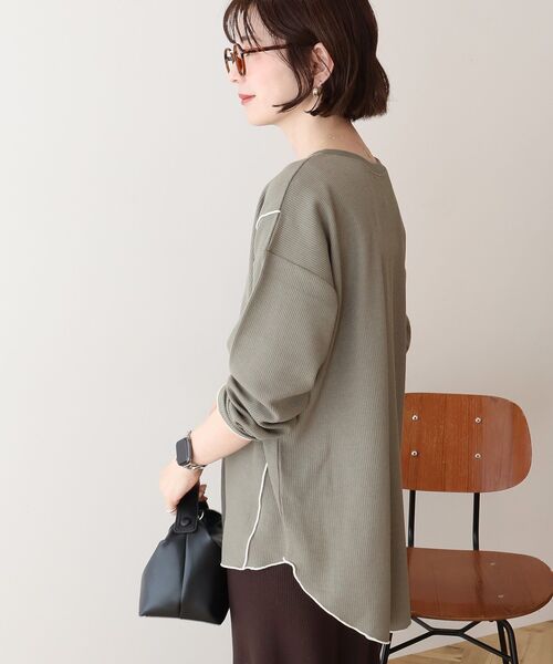 AMERICAN HOLIC（アメリカンホリック）の「【WEB限定】ワッフル配色メロープルオーバー（Tシャツ/カットソー・レディース・チャコールグレー/カーキ/ブラック/ホワイト系その他・M/L）」の16枚目の写真